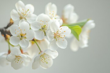 Wall Mural - White cherry blossoms blooming on a spring day