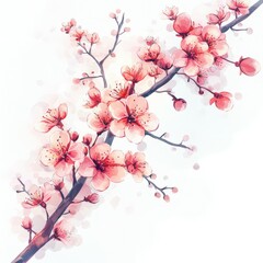 Wall Mural - Cherry blossom branch with delicate pink flowers