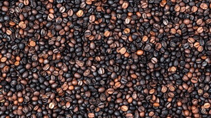 Wall Mural - Close-up view of a diverse array of coffee beans showcasing rich textures and colors