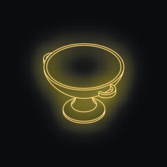 Poster - Neon bowl glowing on a dark background, creating a mystical and elegant atmosphere