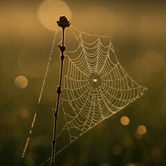 spider web with dew drops