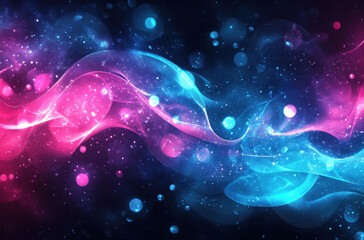 Aufkleber - Swirls of neon pink and blue create a vibrant luminous background in a mystical atmosphere