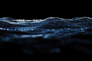 Aufkleber - Digital waves create an illusion of movement in blue water against a dark background