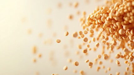 Wall Mural - Close-up of yellow grains scattered in mid-air