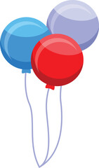 Sticker - Three colorful balloons floating upwards, tied together with string, celebrating a joyful occasion