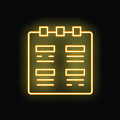 Poster - Neon yellow notepad taking notes icon graphic on black background
