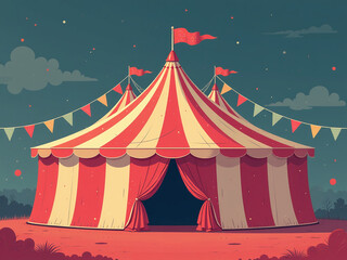 Poster - The Image Features A Circus Tent Background With Plenty Of Copy Space, Ideal For Designers Using Generative Artificial Intelligence Tools. 00001