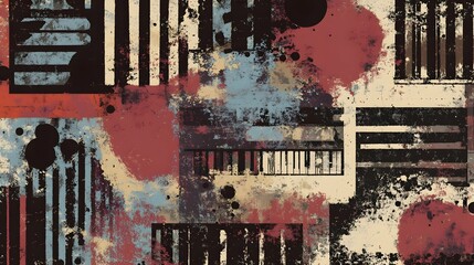 Poster - Captivating Blend of Abstract Shapes, Textures, and Vibrant Colors in a Striking Composition