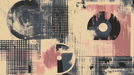 Poster - Captivating Grunge Geometric Composition with Abstract Textures and Vibrant Colors