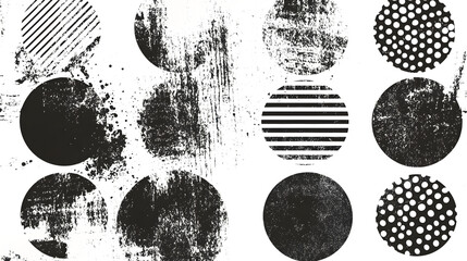 Leinwandbilder - Abstract Monochrome Geometric Dot and Line Patterns Composition