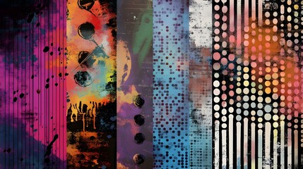 Aufkleber - Mesmerizing Abstract Fractals and Glitch Art in Vibrant Colors and Geometric Patterns