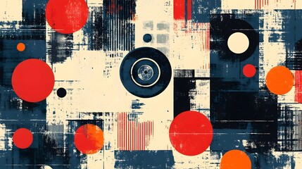 Fototapete - Vibrant Geometric Abstract Shapes and Lines Digital Artwork Background