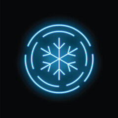 Poster - Blue neon sign showing a snowflake, bringing a touch of winter magic