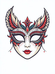Poster - Decorative Carnival Face Mask Design Isolated On A White Background Suitable For A Masquerade Or Party Invitation Vector Illustration. 00002
