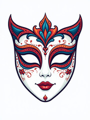 Poster - Decorative Carnival Face Mask Design Isolated On A White Background Suitable For A Masquerade Or Party Invitation Vector Illustration. 00001