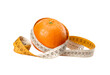 © Gustavo Andrade - orange fruit with measuring tape isolated on transparent layered background.