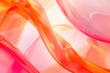Poster - Flowing abstract pattern with pink and orange gradients. Digital artwork of red and orange cibrant color on fabric pattern floating and flowing with smooth texture. Soft wave design background. AIG51.
