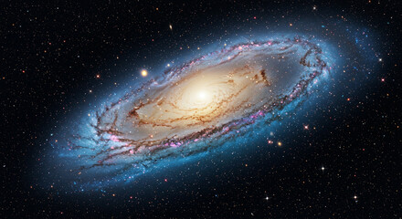 vivid spiral galaxy spiral galaxy with glowing arms of bright blue and purple, radiating from a lumi