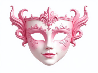 Aufkleber - A Venetian Carnival Mask Features A Soft Pink Pastel Color Against A Clean Isolated White Background In Png Format. 00001