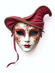 Poster - A Traditional Venetian Carnival Mask Against A Plain White Background, Offering Ample Opportunity For Creative Text Overlays Or Design Elements. 00002
