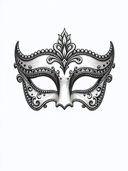 Aufkleber - A Single, Intricately Designed Venetian Mask Sits Alone On A White Background, Ready For Use In Various Creative Projects And Designs. 00001