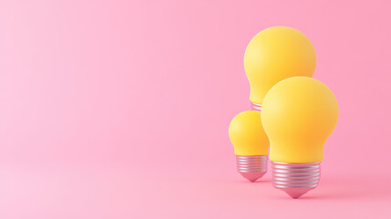 Wall Mural - Policy Revision, Bright yellow light bulbs arranged on a soft pink background, creating a cheerful and modern aesthetic for creative projects.