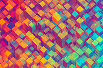 Poster - Colorful rainbow 3D cube background, vibrant color blocks 