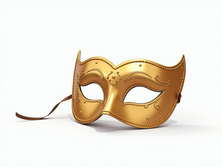Poster - A Golden Carnival Mask Sits Alone Against A Plain White Background In A Simple Yet Elegant Composition. 00002