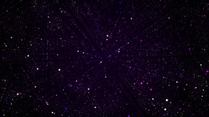 Poster - Abstract dust particles with blue light on dark infinity background. Science space backdrop with moving glittering dots. Flying particles with effect bokeh. 3d rendering.