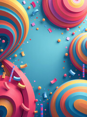 Poster - A Colorful Celebration Background Features Swirling Lines With Gradient Elements And A Vibrant 3d Carnival Pattern To Create Visual Interest. 00001