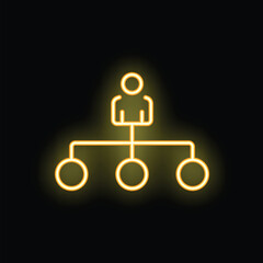 Poster - Glowing neon icon representing a business hierarchy with a ceo and subordinates