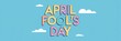 © Alex Pixel - A creative minimalist April Fool's Day poster design with the text 'April Fool's Day' in large, bold letters. The text is made up of small, individual letters that are scattered around the page.