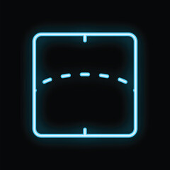 Poster - Glowing neon blue crop tool interface symbol on a black background