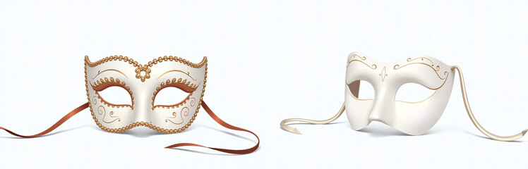Aufkleber - A Beautiful Venetian Mask Is Isolated Against A Plain White Background In This Simple Yet Elegant Still Life Image. 00001