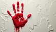 © Kathy - Crimson handprint, smeared bloodstains on rough wall texture, messy, wall, art