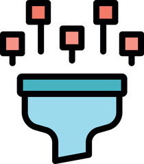 Poster - Filtering data through a funnel, streamlining information for efficient processing and analysis