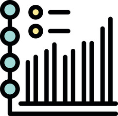 Poster - Growing bar chart icon representing positive results in a project following a timeline and a checklist