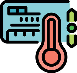 Poster - Temperature being adjusted on a control panel, symbolizing efficient energy management in a building or facility