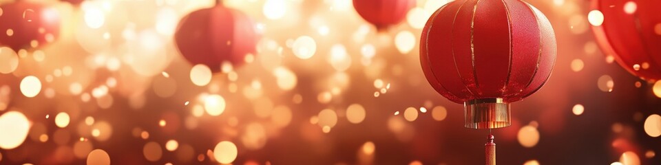Canvas Print - vibrant red lanterns illuminating the festive atmosphere with glowing bokeh background for celebrati