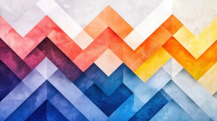 Poster - Dynamic geometric pattern art featuring chevron motifs and vibrant gradients abstract design digital art contemporary artistic perspective visually stimulating composition