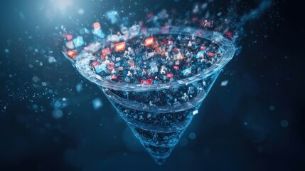 Poster - Innovative marketing funnel strategy visuals digital space graphic representation abstract environment aerial view business growth concept