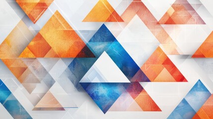 Poster - Dynamic geometric pattern with interlocking triangles art studio digital artwork vibrant gradients close-up view artistic composition