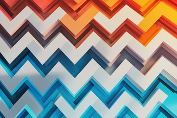Poster - Dynamic geometric pattern with zigzag lines and vibrant gradients abstract art digital composition colorful design artistic perspective