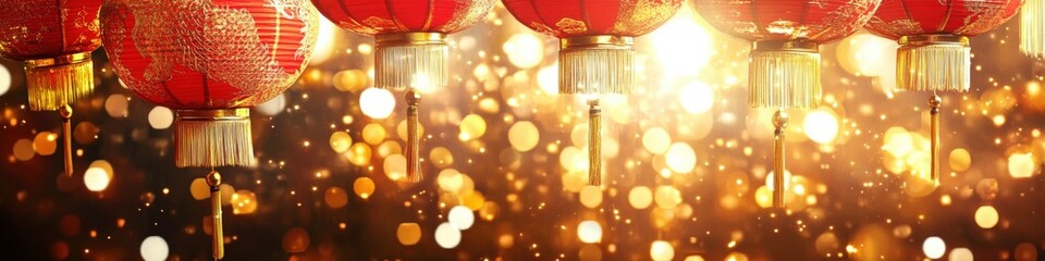 Wall Mural - vibrant lanterns illuminating a festive night: celebrating culture, tradition, and joy in a colorful