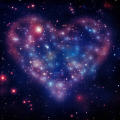 Wall Mural - Heart-Shaped Galaxy in Deep Space with Colorful Stars and Nebulae