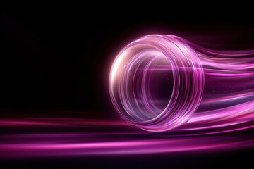 Poster - Colorful light trails flowing through a circular object against a dark background