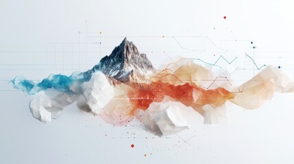 Poster - Data visualization presentation with dynamic charts and graphs abstract mountain landscape digital art modern environment high-resolution viewpoint