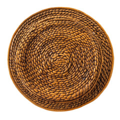 Fototapete - A close-up view of a circular woven basket showcasing a complex spiral pattern created from natural fibers.