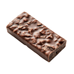 Aufkleber - A single dark chocolate bar with visible crunchy pieces is shown against a black background.