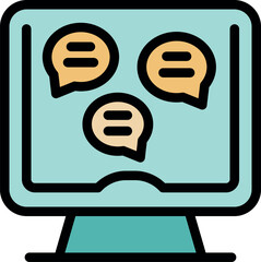 Poster - chat bubbles floating on a computer screen represent online communication, messaging, and virtual di